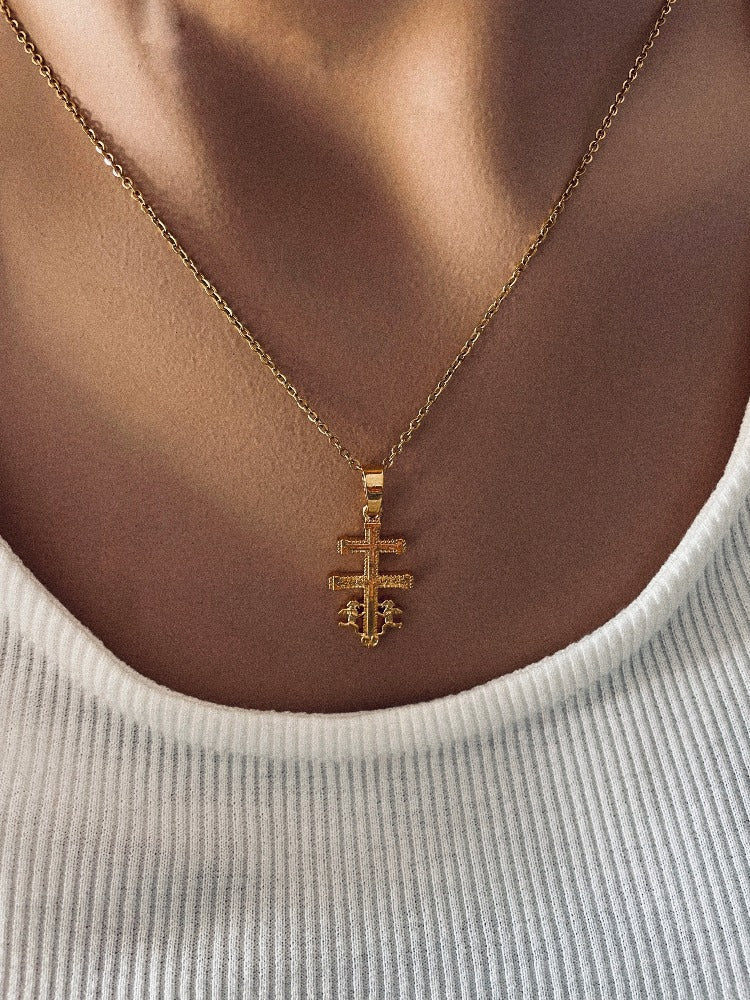 Collar Cruz De Caravaca | KHLOE JOYAS | 15%,Colgantes,Collares,Color Oro,Cruces,Religioso,Unisex