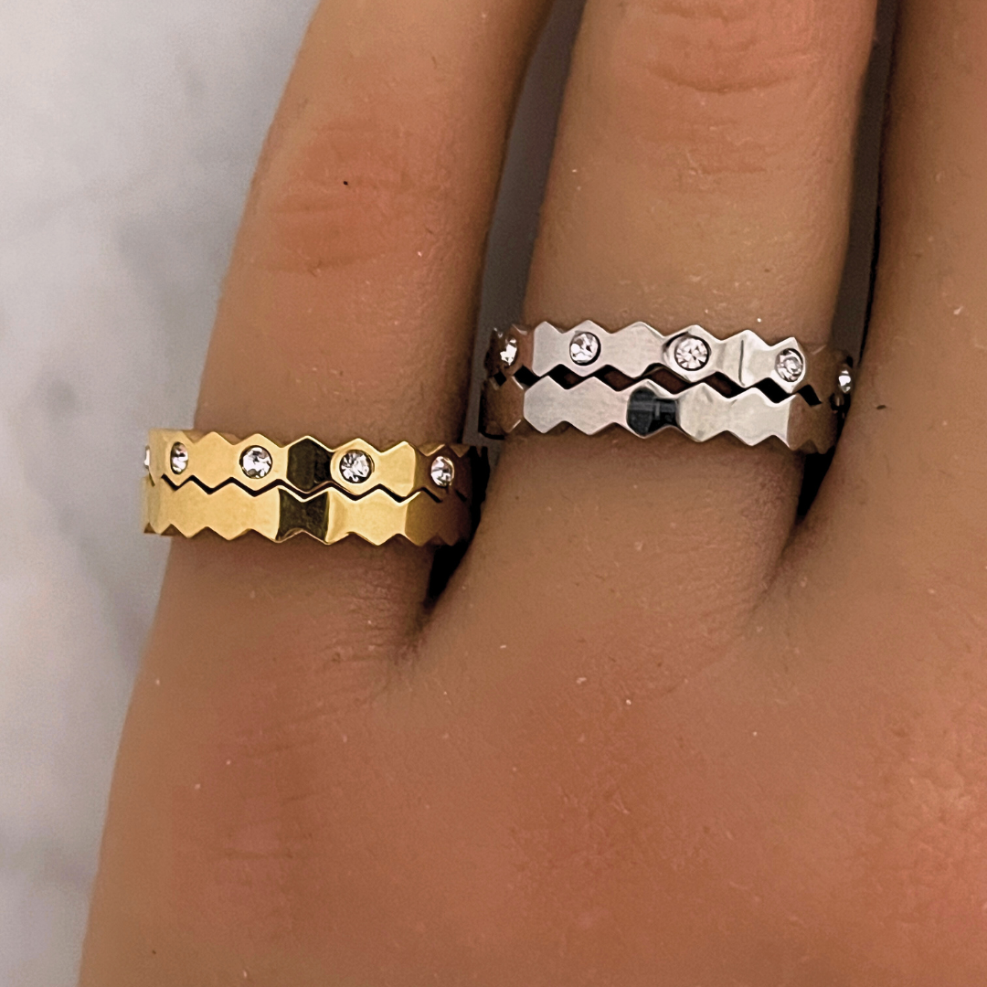 Anillo Lidia (Set De 2 Anillos) | KHLOE JOYAS | Anillos,Color Oro,Color Plata,Con Brillantes