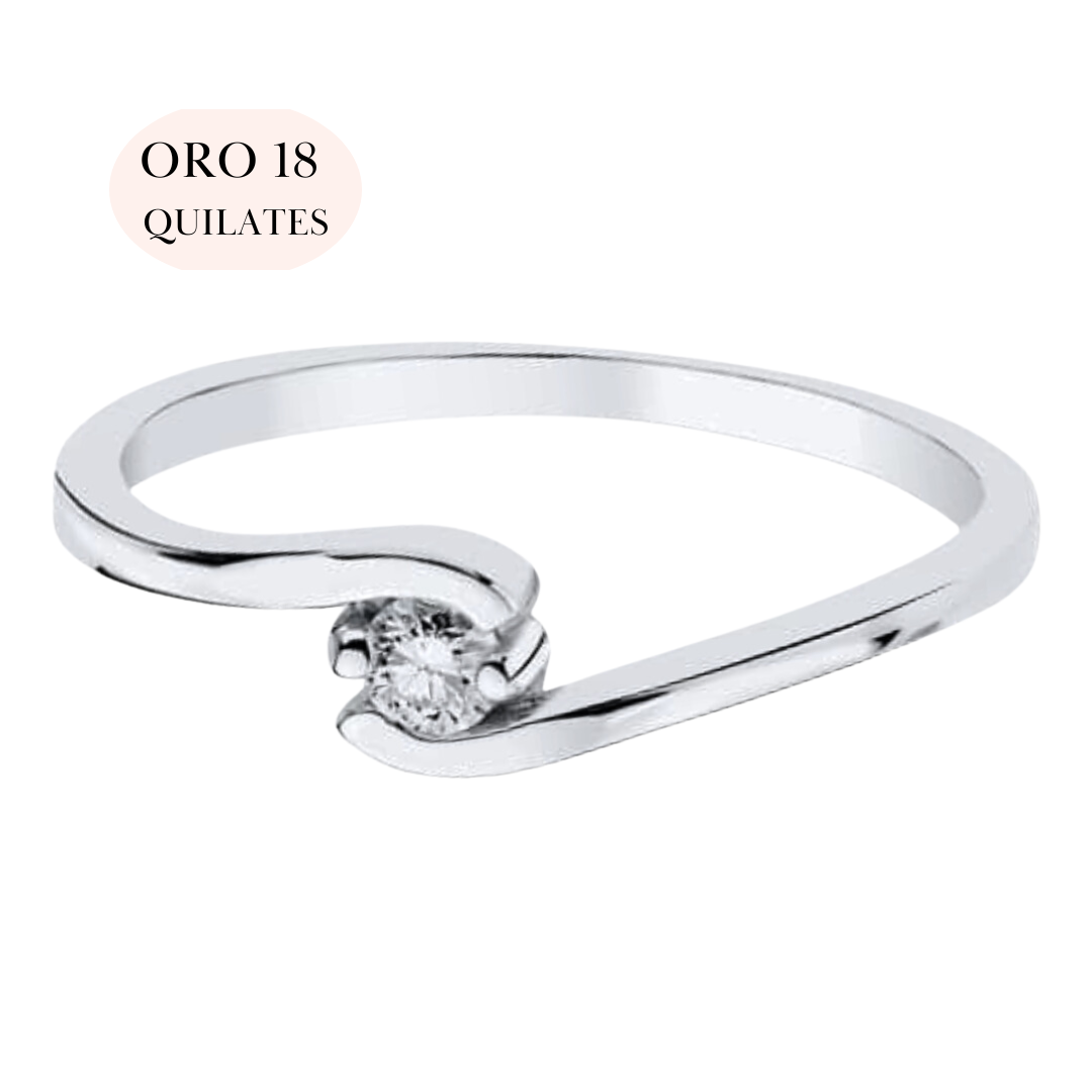 Anillo Solitario Soulmate Oro Blanco 18K Y Diamante 0.1 Qts | KHLOE JOYAS | Anillos,Color Plata,Con Brillantes,Oro 18 Quilates