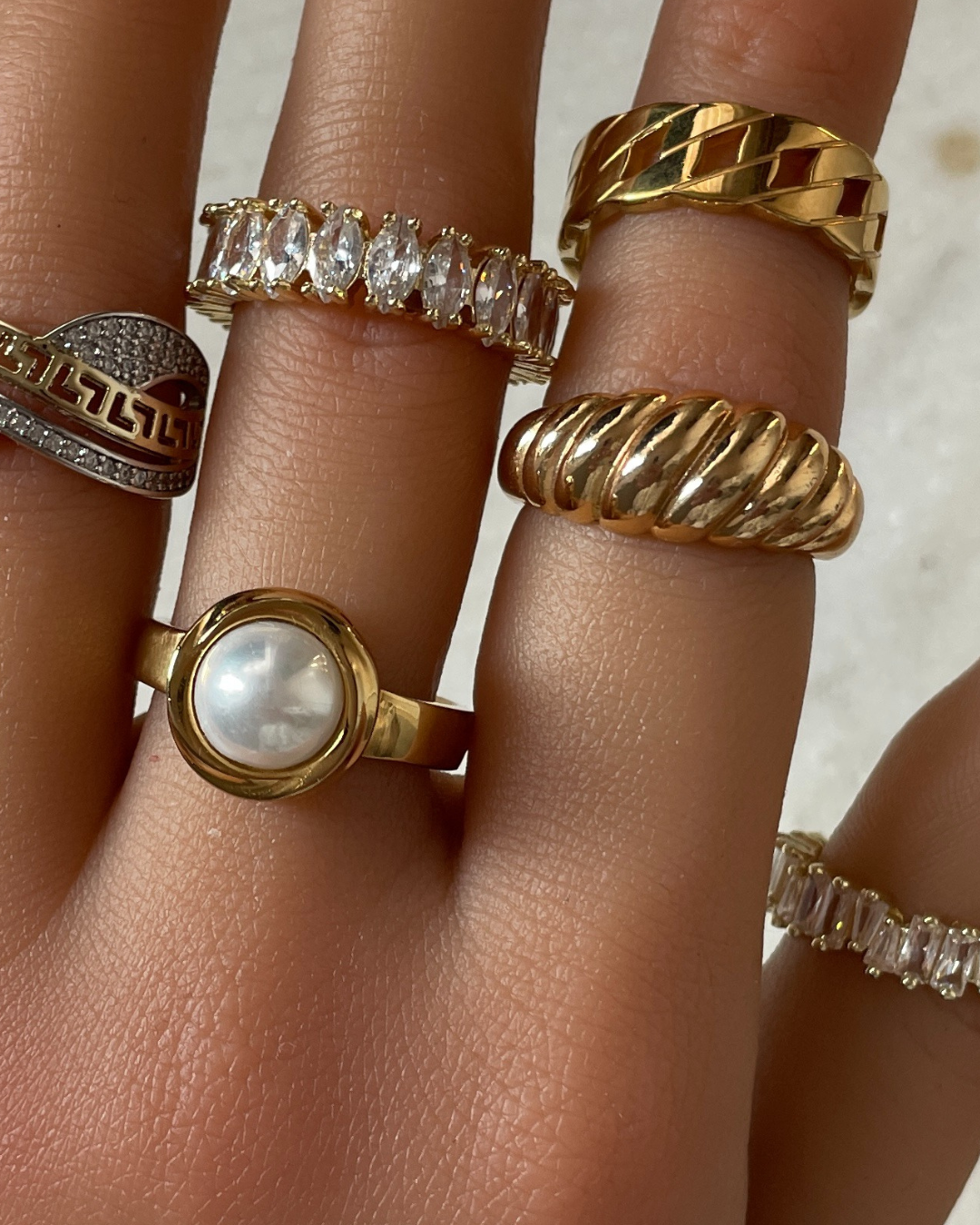 Anillo Amalfi | KHLOE JOYAS | 40%,Anillos,Color Oro,Perlas