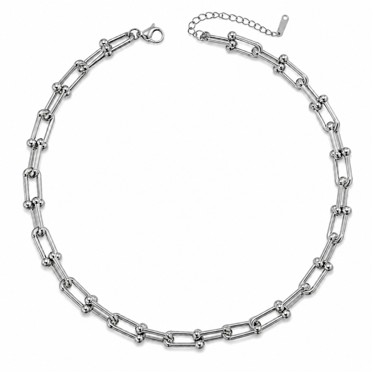 Silver paperclip chain necklace