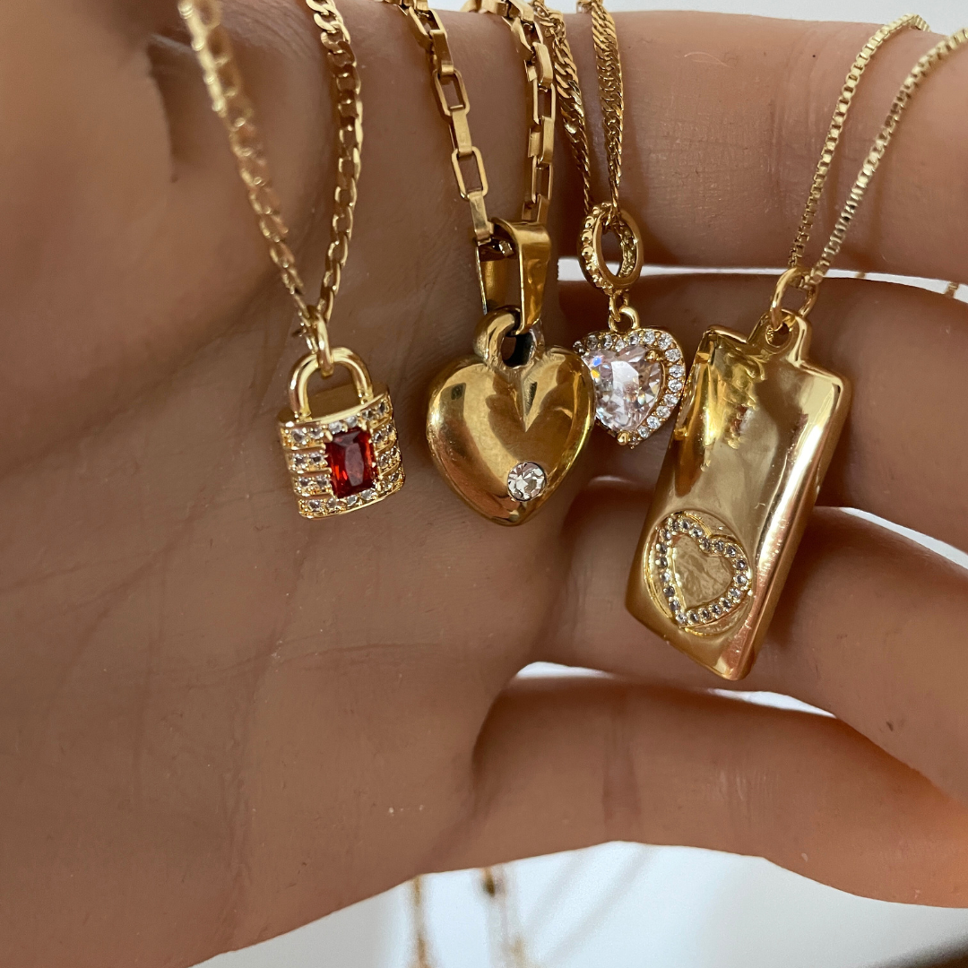 Collar Corazón Brillante | KHLOE JOYAS | Colgantes,Collares,Color Oro,Con Brillantes,Corazon