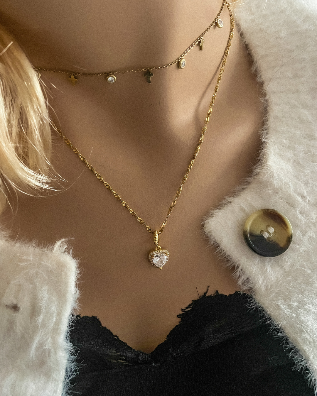 Collar Corazón Brillante | KHLOE JOYAS | Colgantes,Collares,Color Oro,Con Brillantes,Corazon