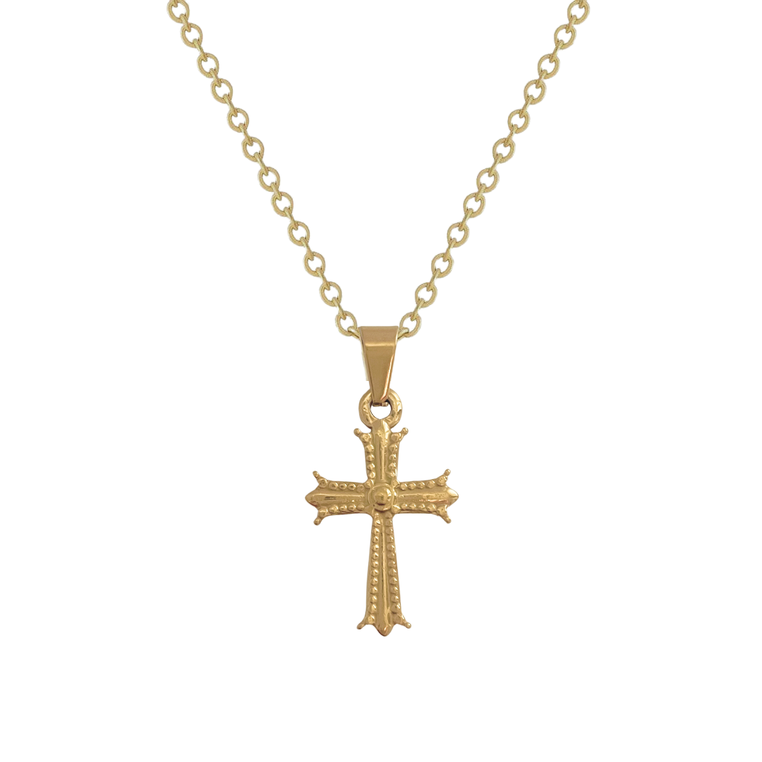 Collar Cruz Anjou | KHLOE JOYAS | 15%,Colgantes,Collares,Color Oro,Cruces,Religioso,Unisex