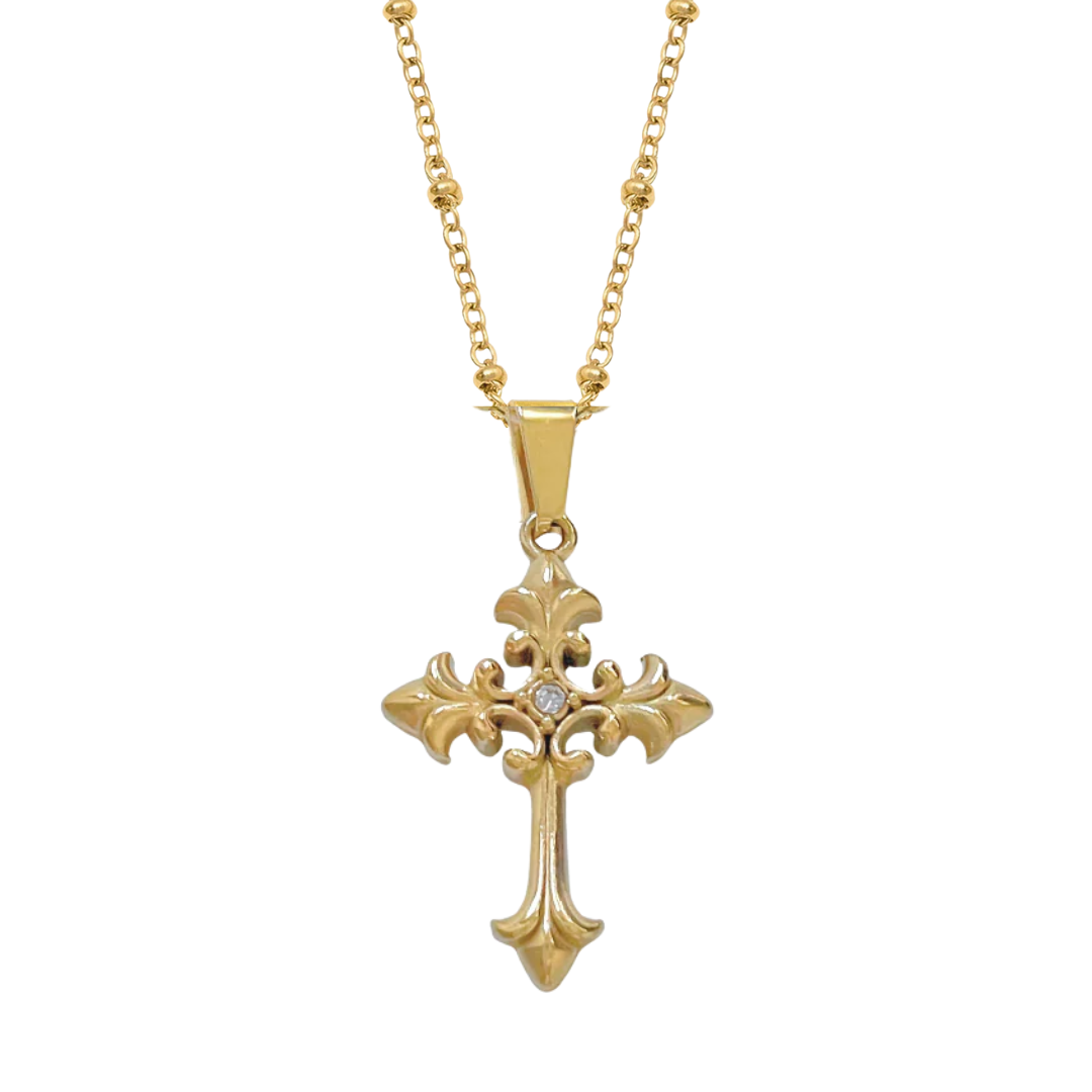 Collar Cruz Ginevra Lucille | KHLOE JOYAS | Colgantes,Collares,Color Oro,Con Brillantes,Cruces,Religioso,Unisex