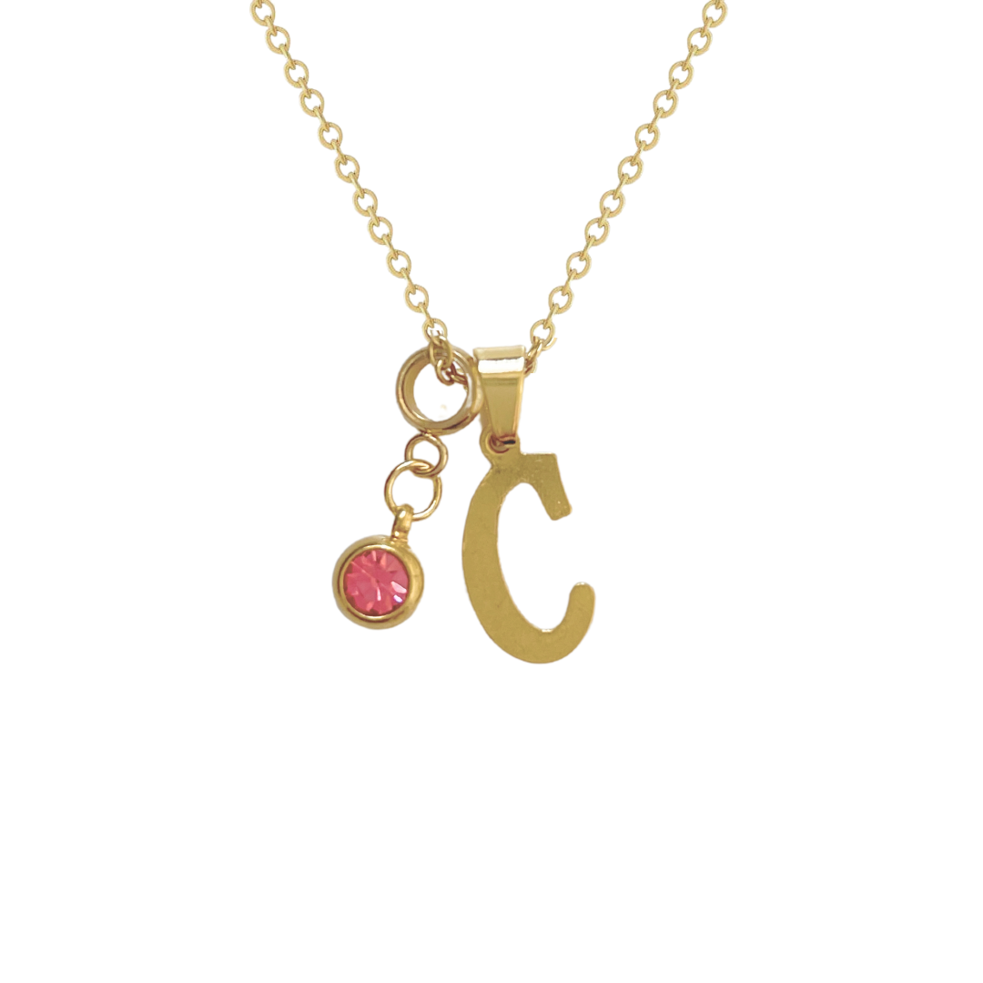 Collar Inicial Ella Piedra Natal | KHLOE JOYAS | 15%,Colgantes,Collares,Color Oro,Colores,Con Brillantes,Gargantillas,Iniciales,Personalizado,Zodiaco