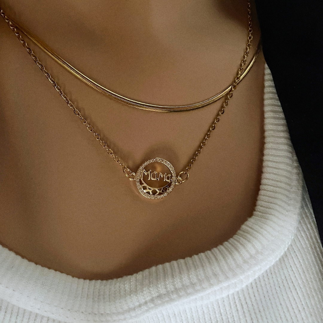 Collar Mama Hug CZ | KHLOE JOYAS | Colgantes,Collares,Color Oro,Con Brillantes,Gargantillas