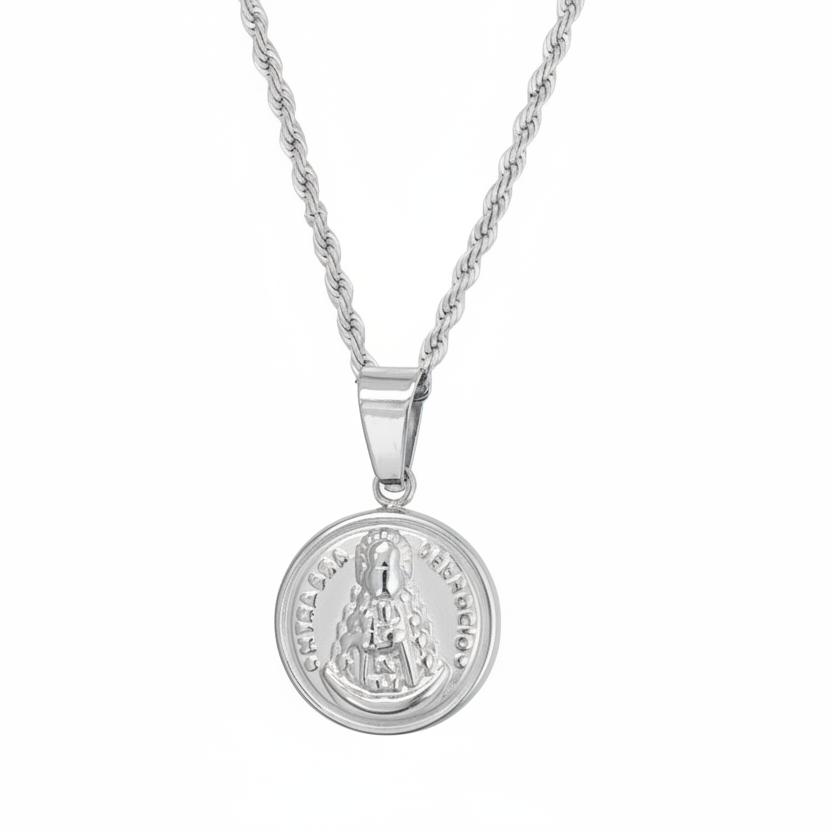 Virgin of El Rocío Medal Necklace with Cord