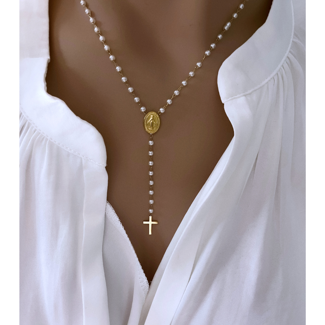 Collar Rosario Perlas Mini