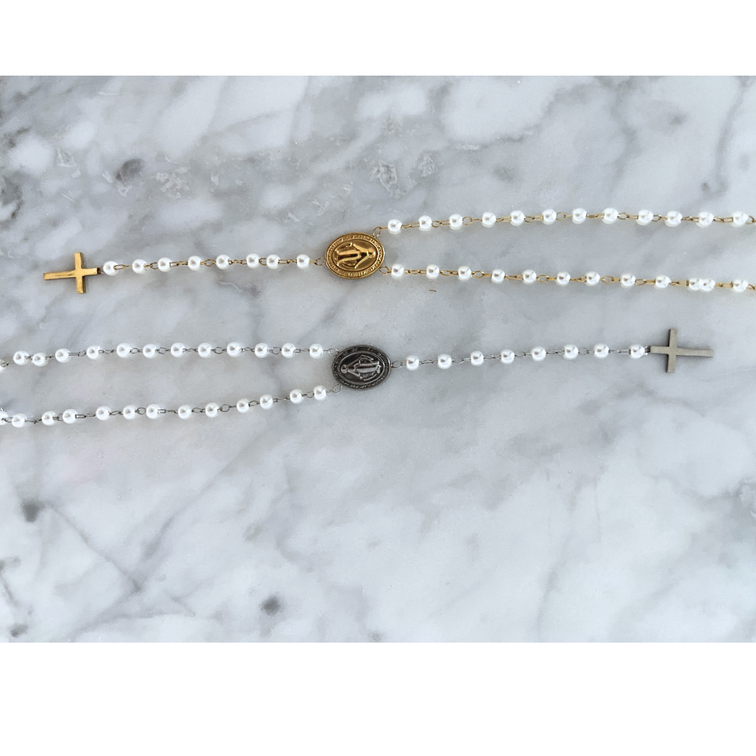 Collar Rosario Perlas Mini