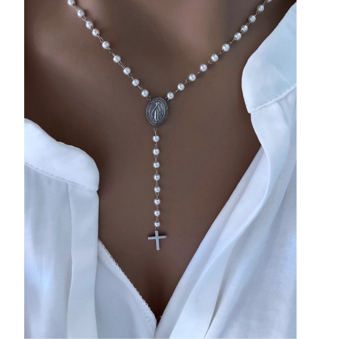 Collar Rosario Perlas Mini