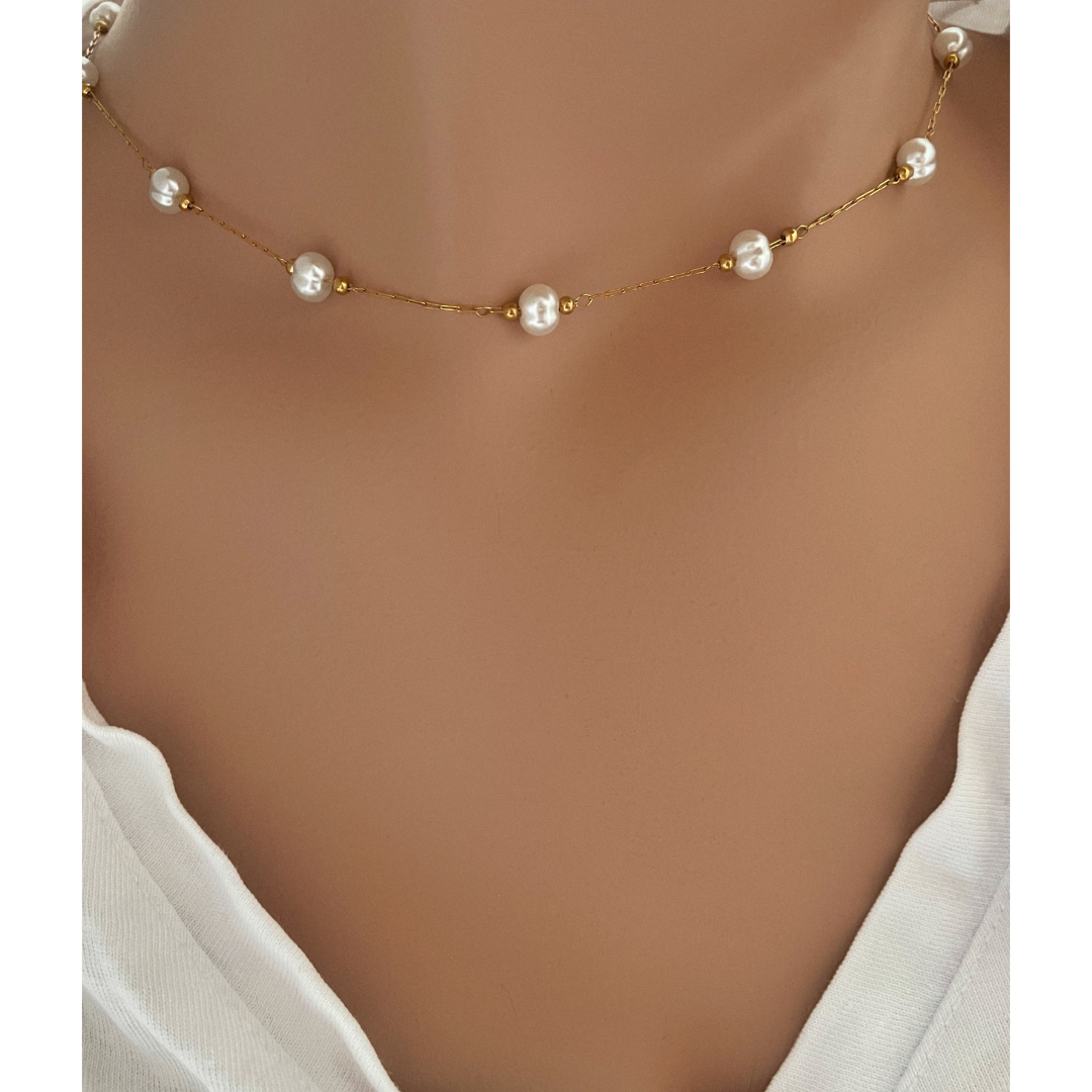 Collar Splendid Pearl | KHLOE JOYAS | Collares,Color Oro,Color Plata,Gargantillas,Perlas