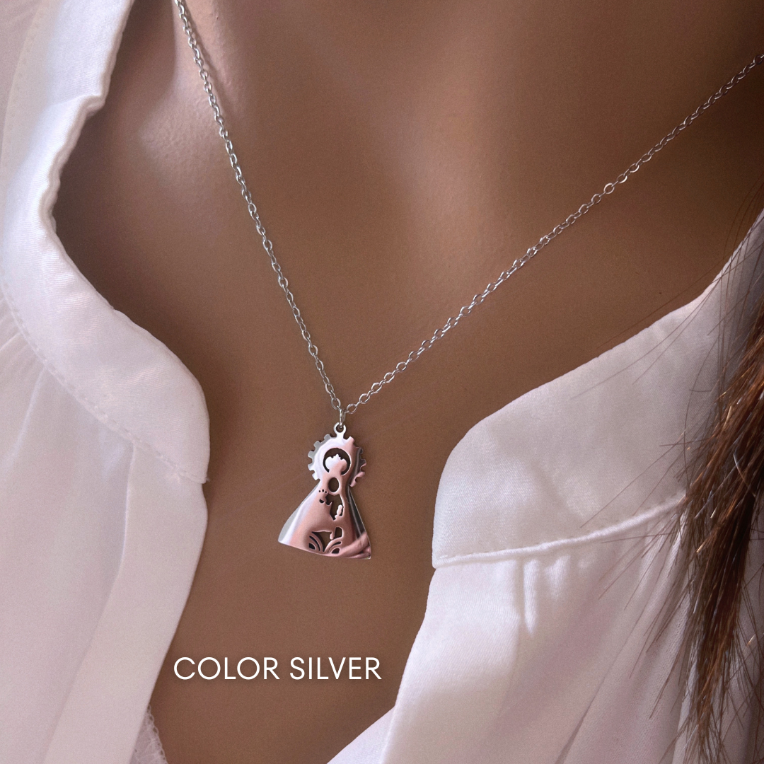 Collar Virgen De Los Desamparados Silueta | KHLOE JOYAS | Colgantes,Collares,Color Oro,Color Plata,Gargantillas,Religioso