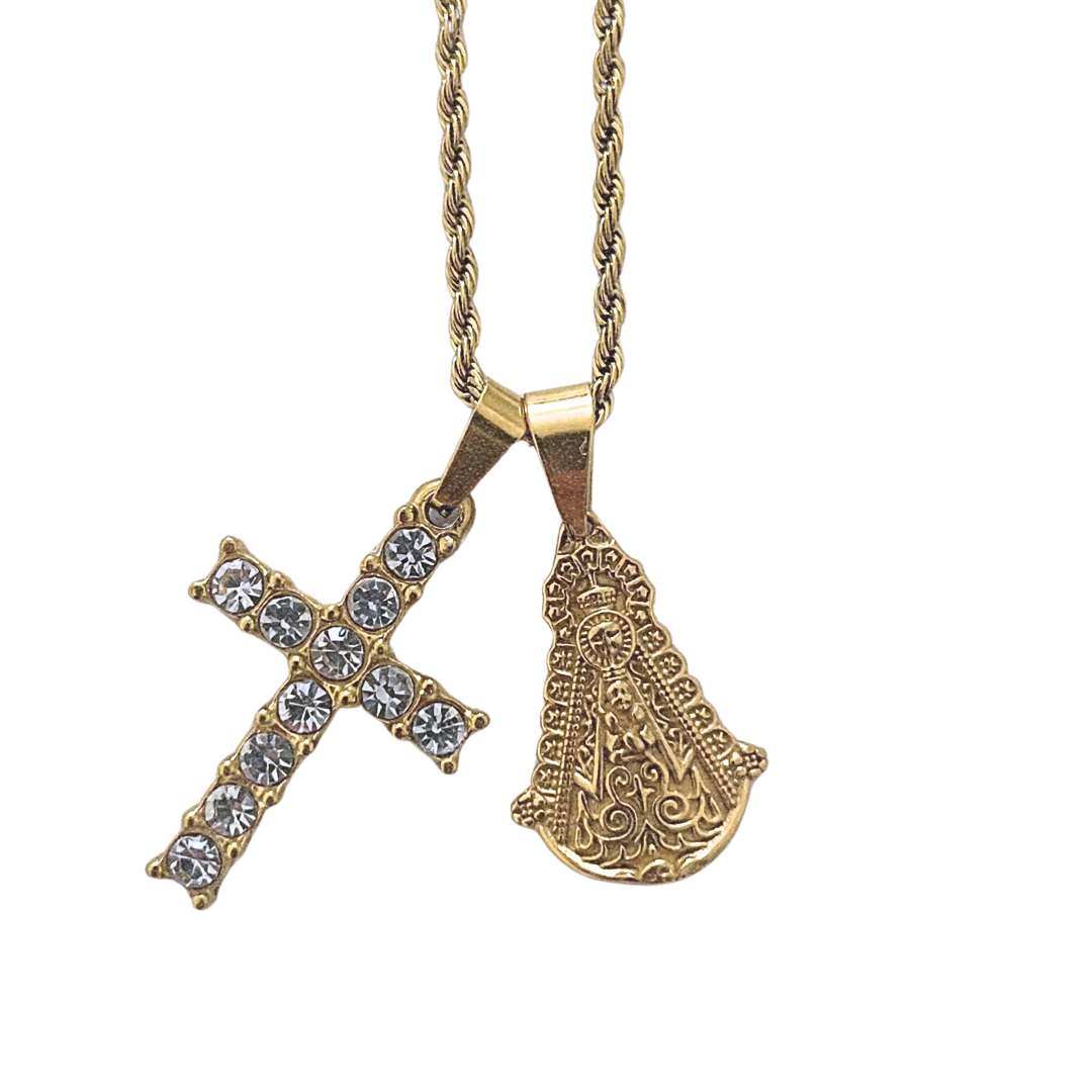 Collar Virgen Del Rocío Y Cruz De Brillantes