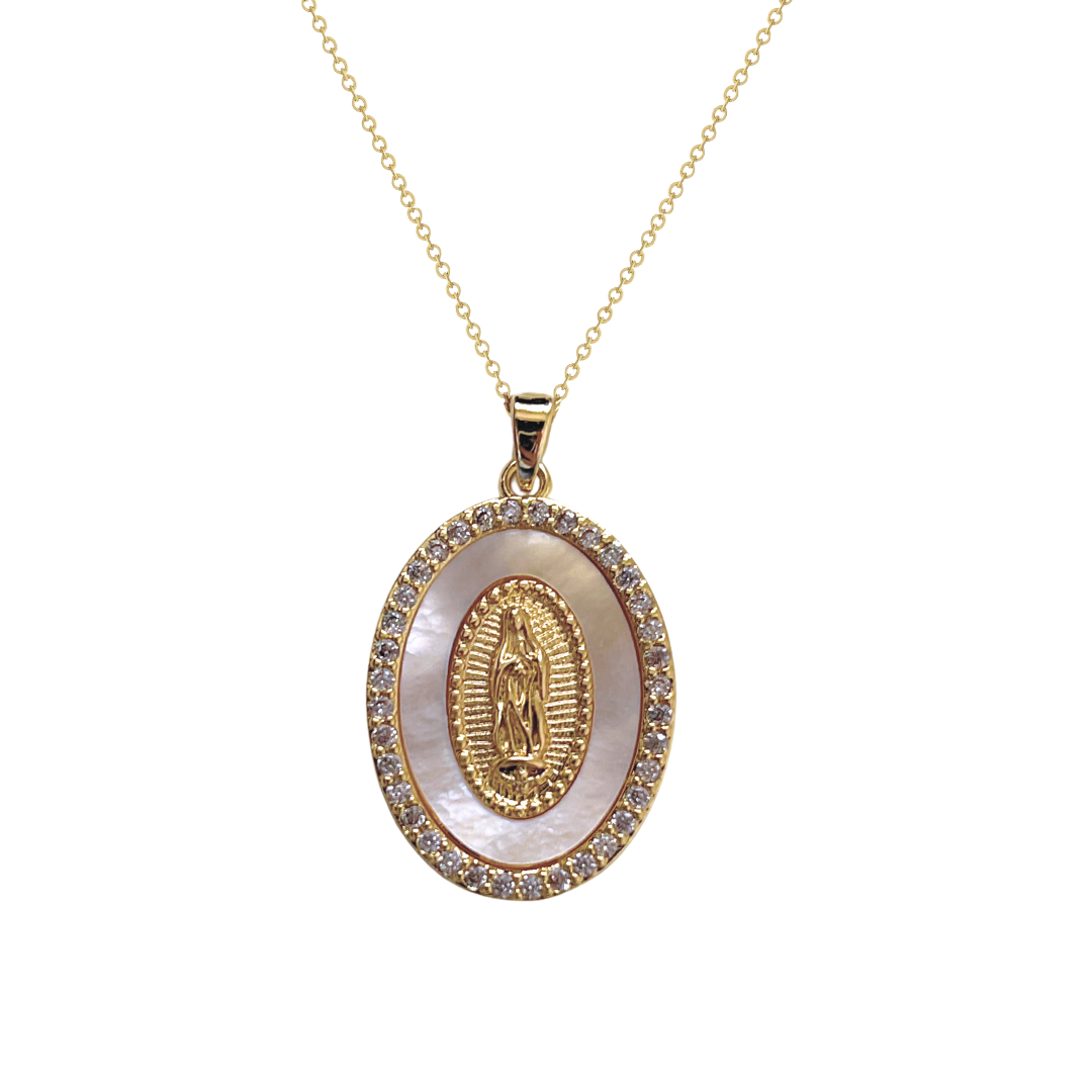 Collar Virgen De Guadalupe Perla CZ