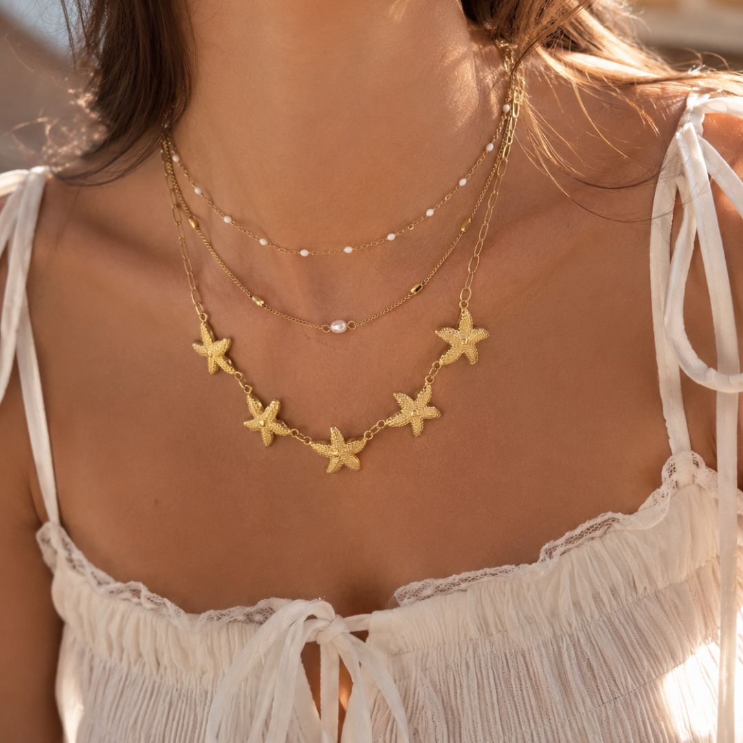 Collar By The Sea Estrellas de mar waterproof khloe joyas