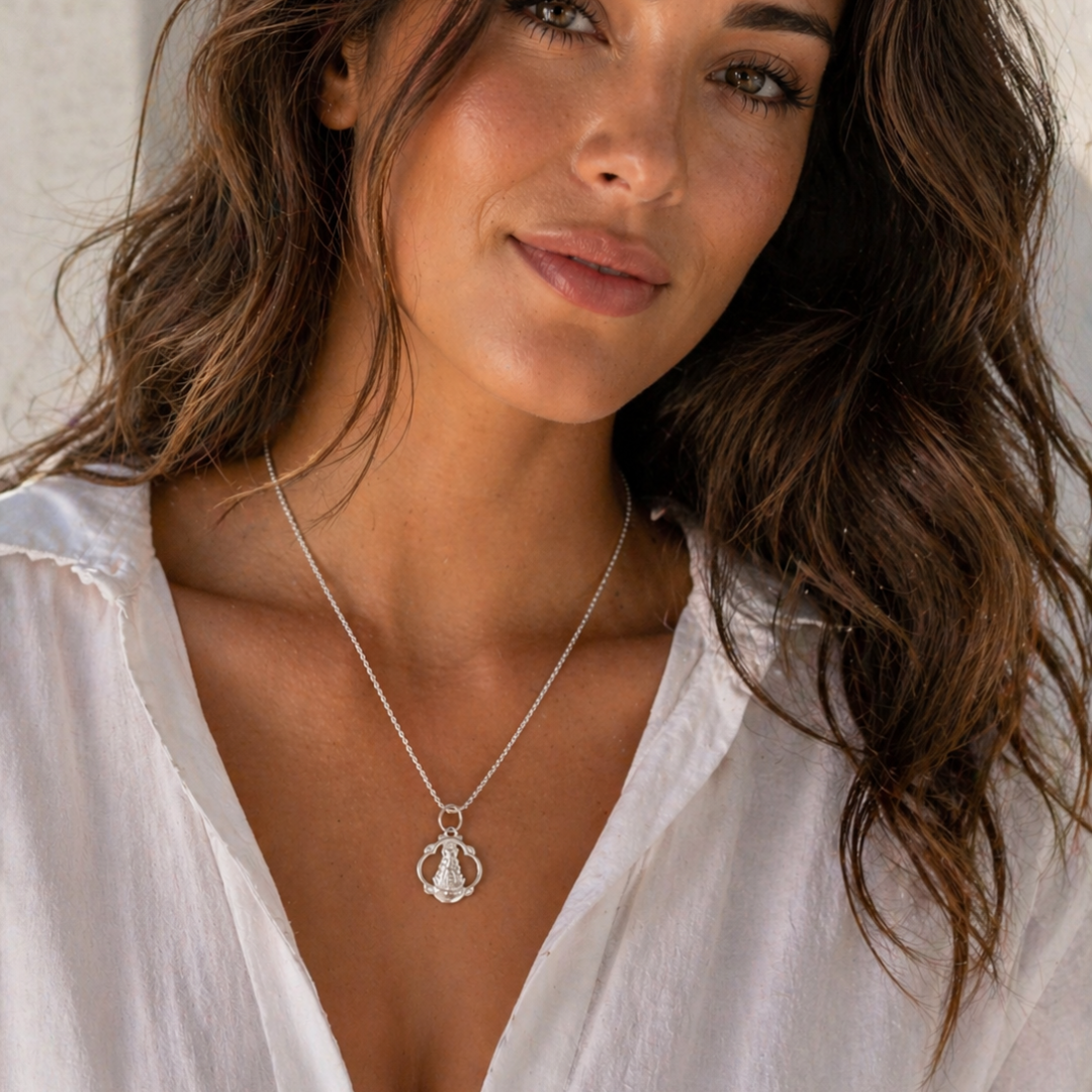 Collar Virgen Del Rocío Orla Cordon Plata De ley