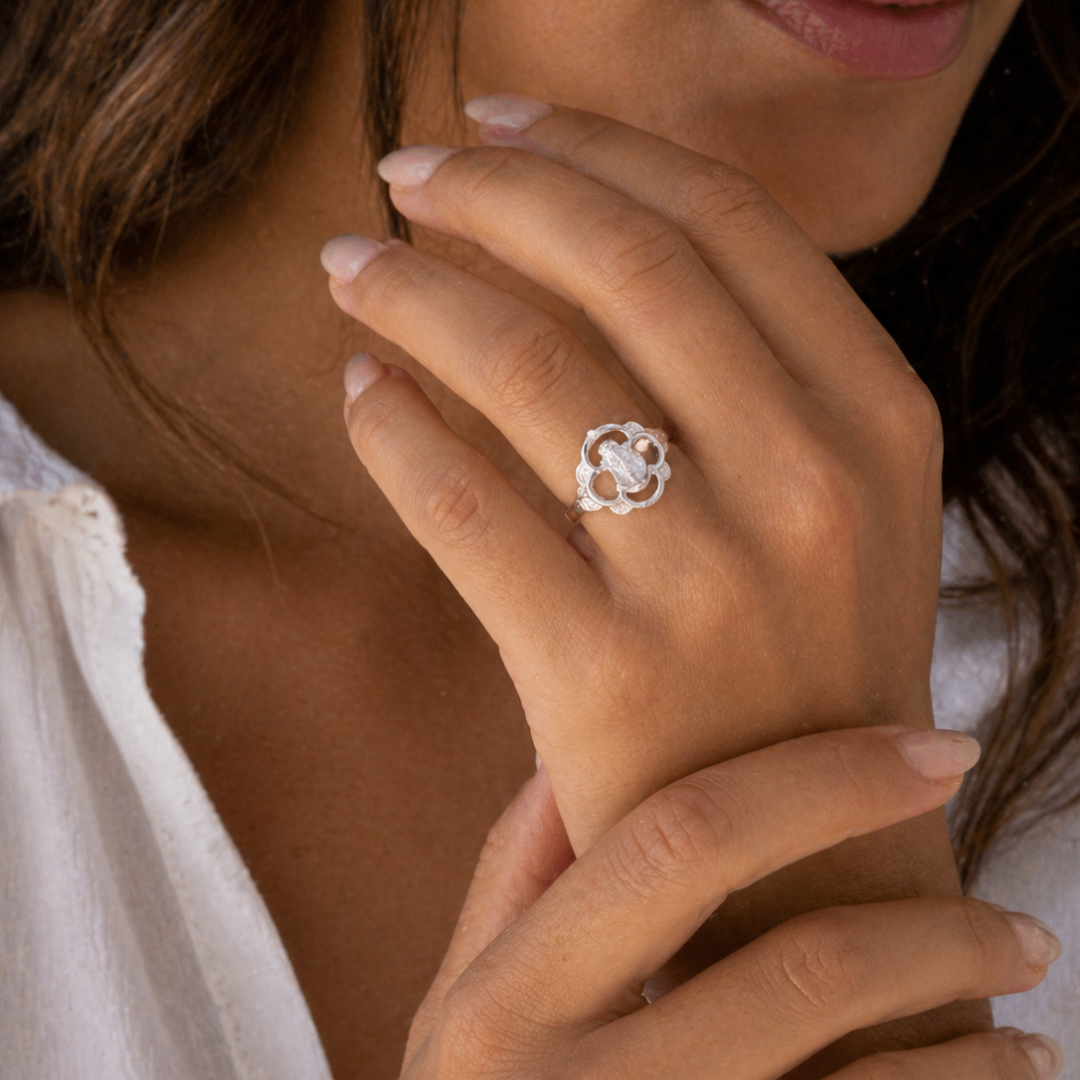 Virgin of El Rocío Ring, Sterling Silver Border