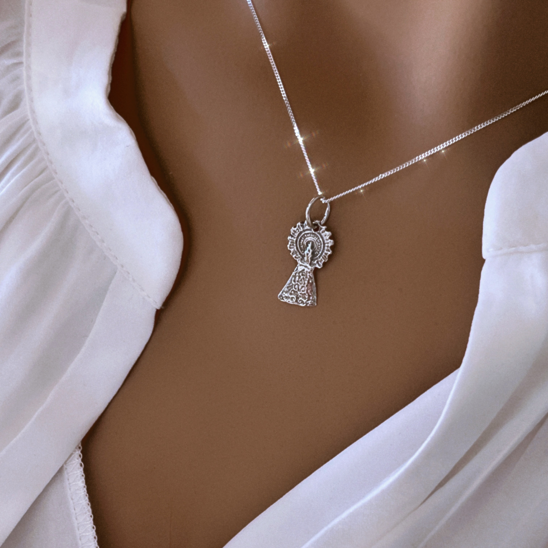 Collar Virgen Del Pilar Plata De Ley