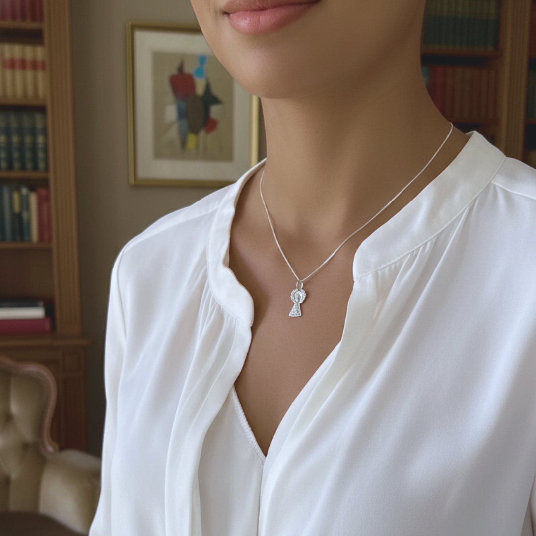 Collar Virgen Del Pilar Plata De Ley