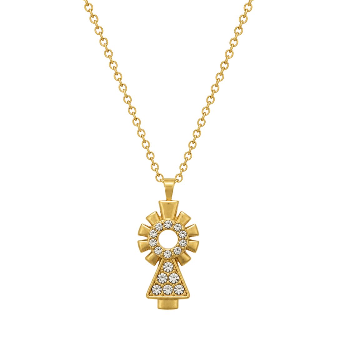 Virgin of Pilar Necklace with Rhinestones Silhouette