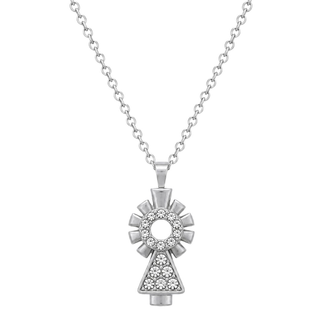 Virgin of Pilar Necklace with Rhinestones Silhouette