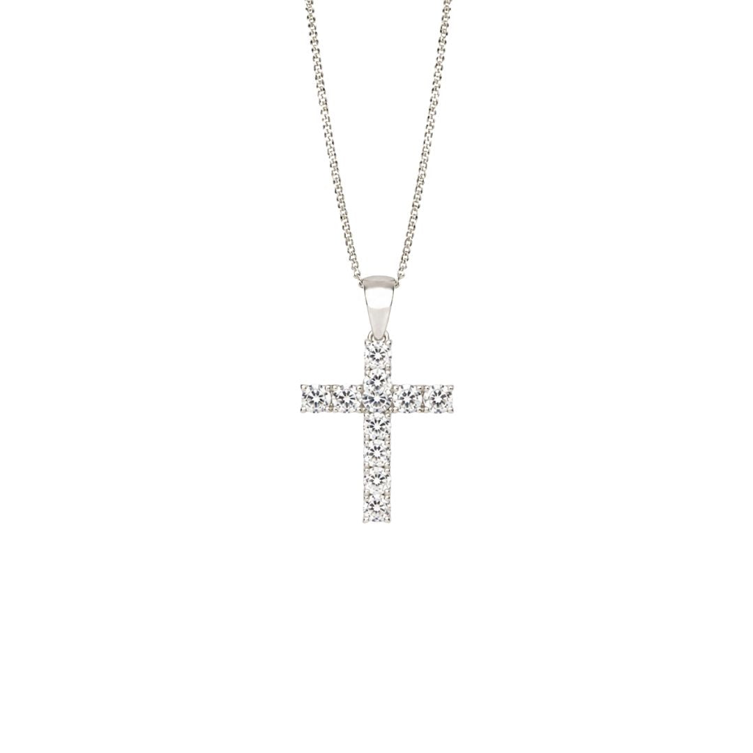 Sterling Silver Diamond Cross Necklace
