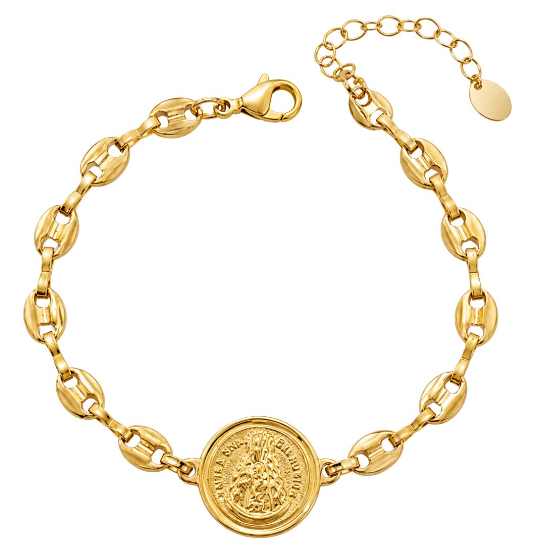 Elegant gold bracelet with medallion Virgen Del Rocio