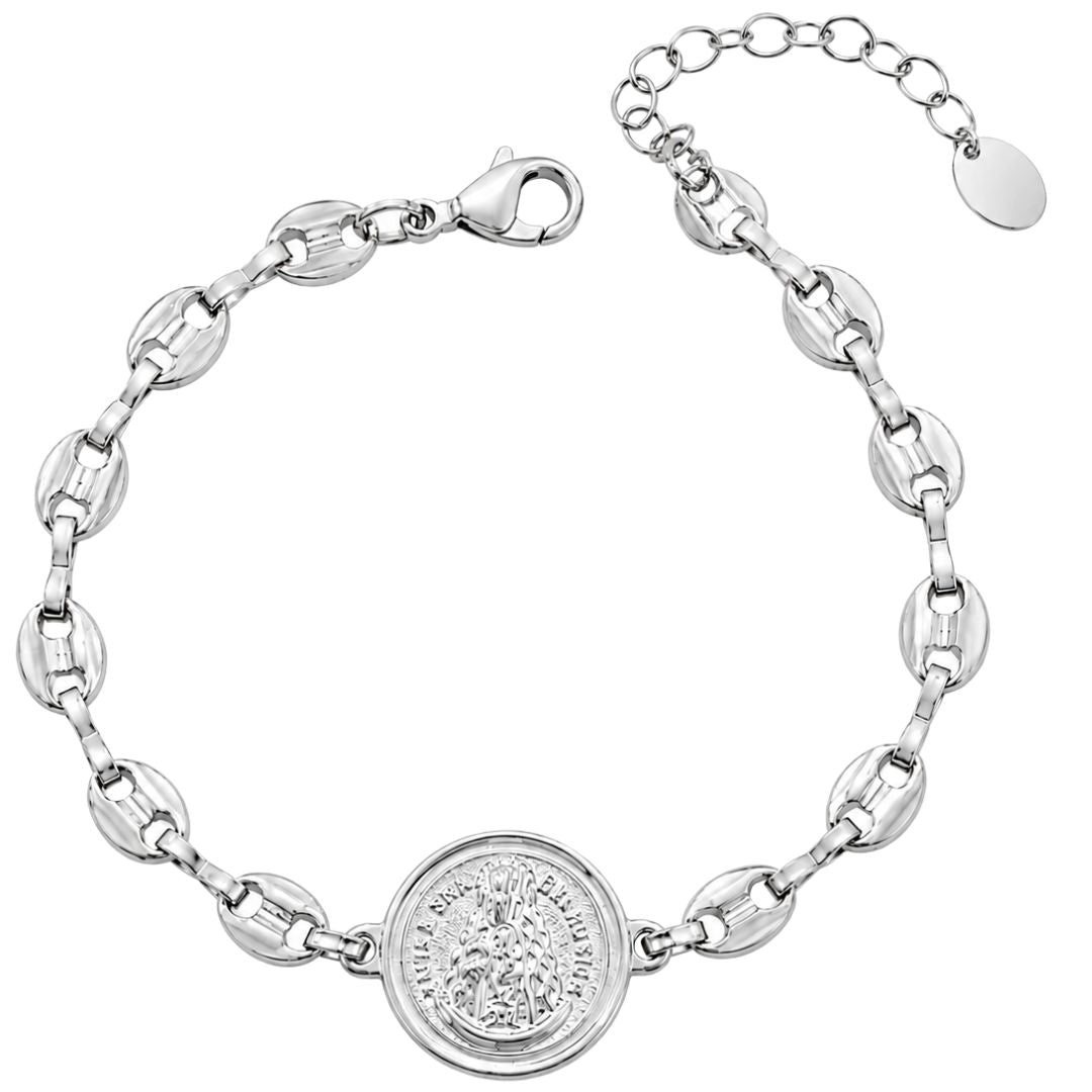 Elegant silver bracelet with medallion Virgen Del Rocio