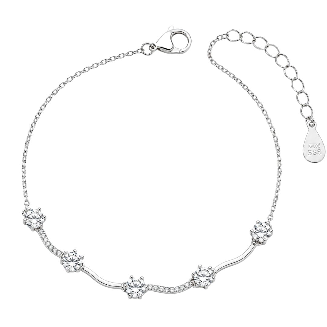 Silver bracelet with clear gemstones