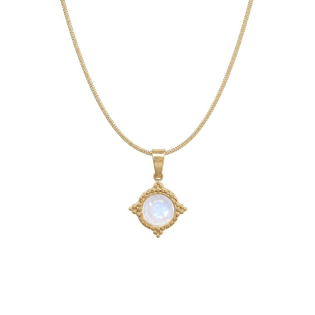 Gold necklace with moonstone pendant