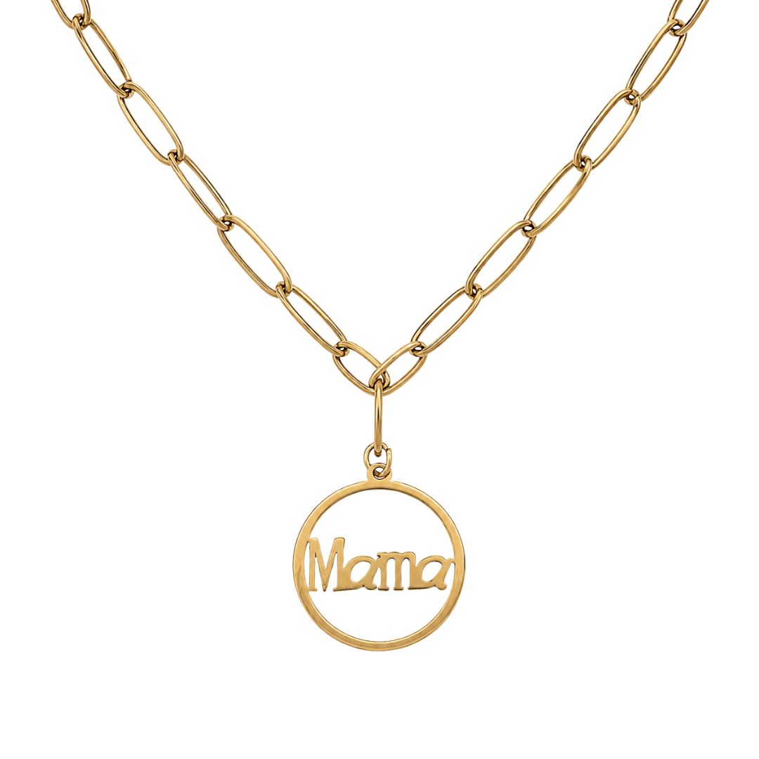 Gold "Mama" necklace paperclip chain