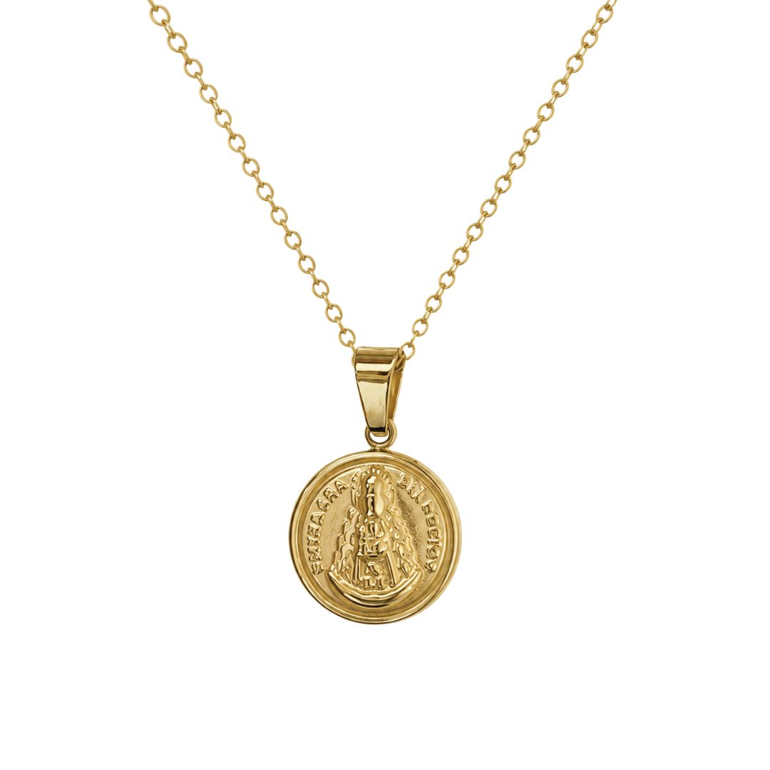 Gold medallion pendant necklace Virgen Del Rocio