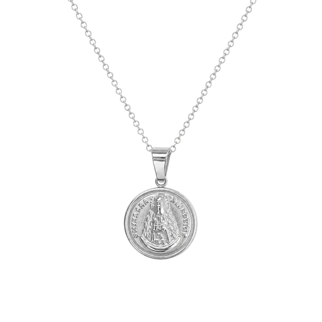 Silver medallion pendant necklace Virgen Del Rocio