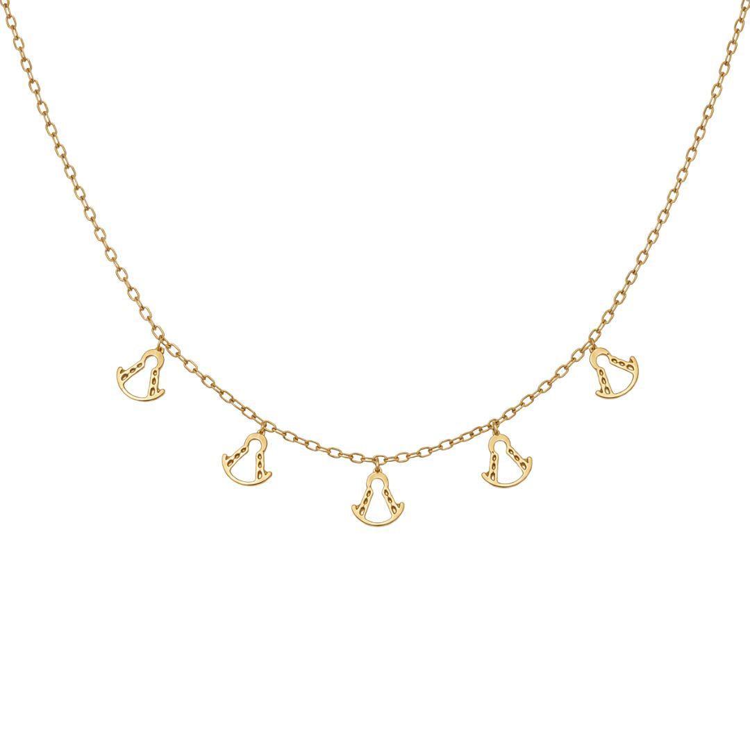 Gold choker necklace with Virgen Del Rocio charms