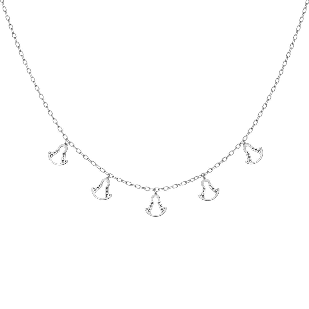 Silver necklace with charming details Virgen Del Rocio