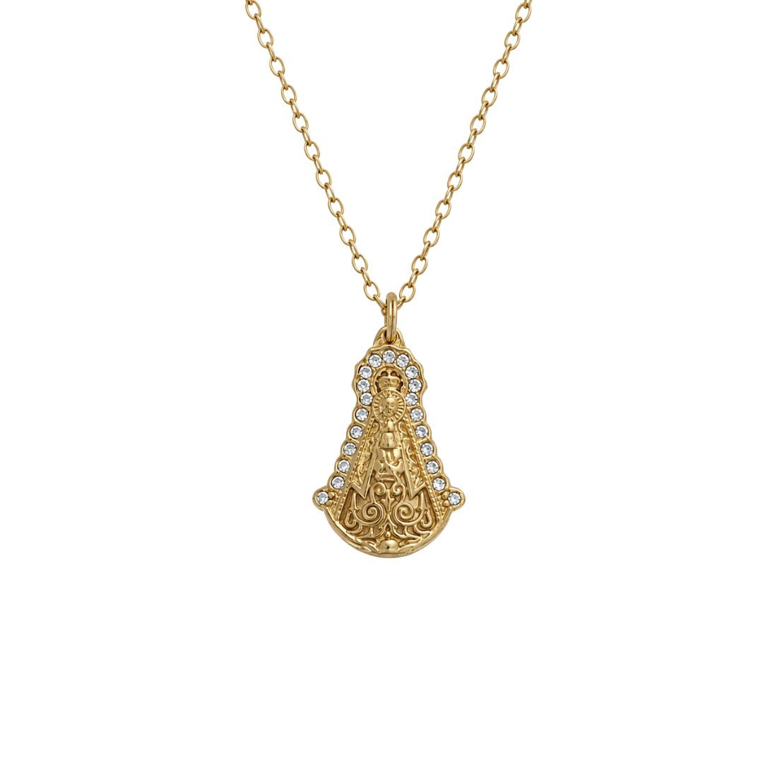 Gold pendant with crystal halo Virgen Del Rocio