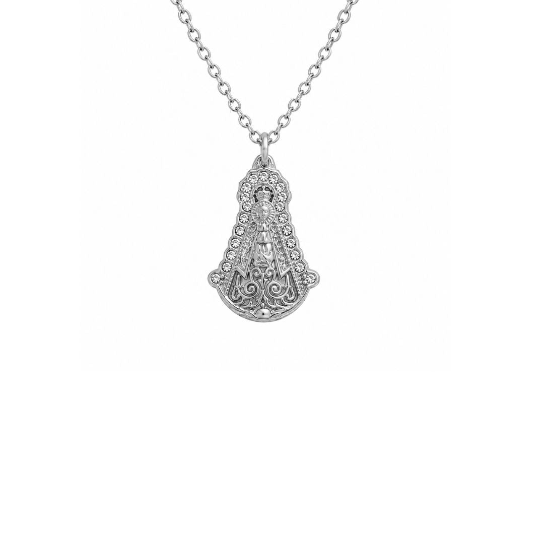 Silver pendant with crystal halo Virgen Del Rocio