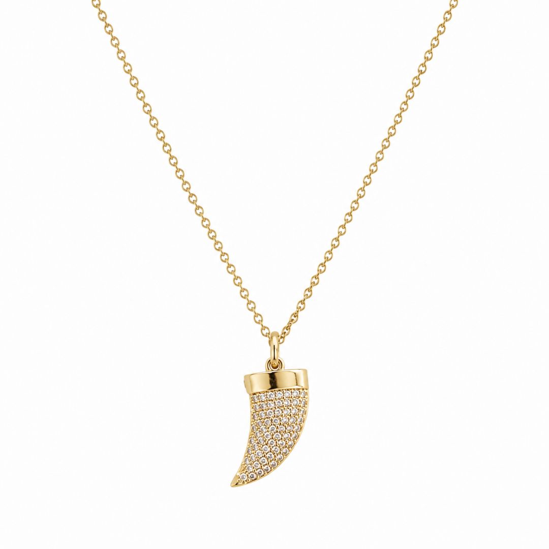 Gold necklace with sparkling pendant