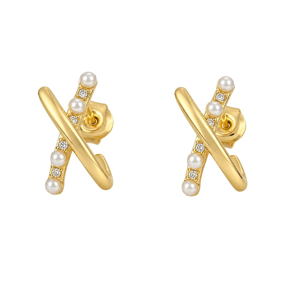 Elegant gold stud earrings with pearls