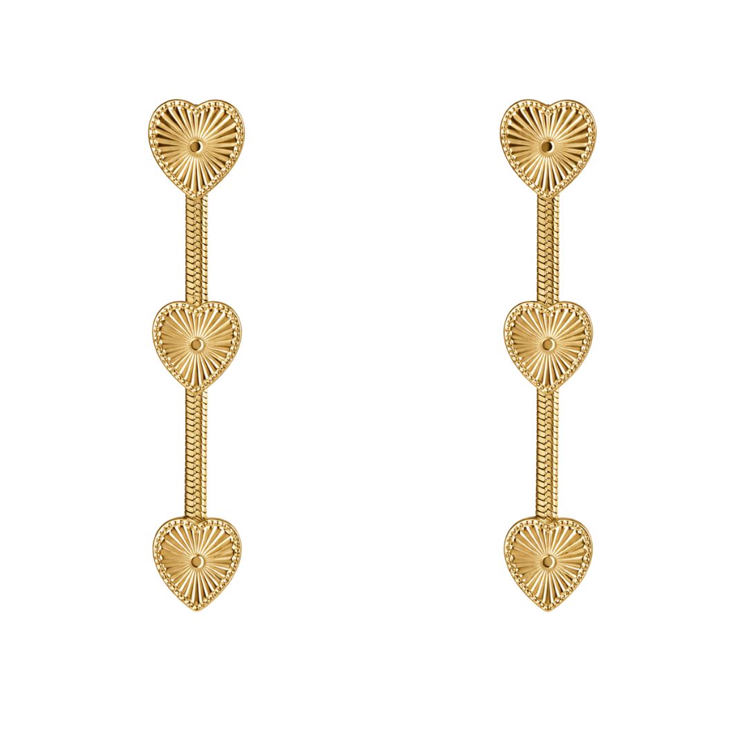 Elegant gold heart drop earrings
