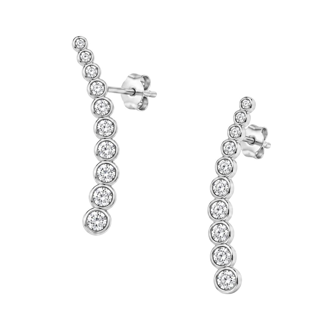 Elegant silver stud earrings with diamonds