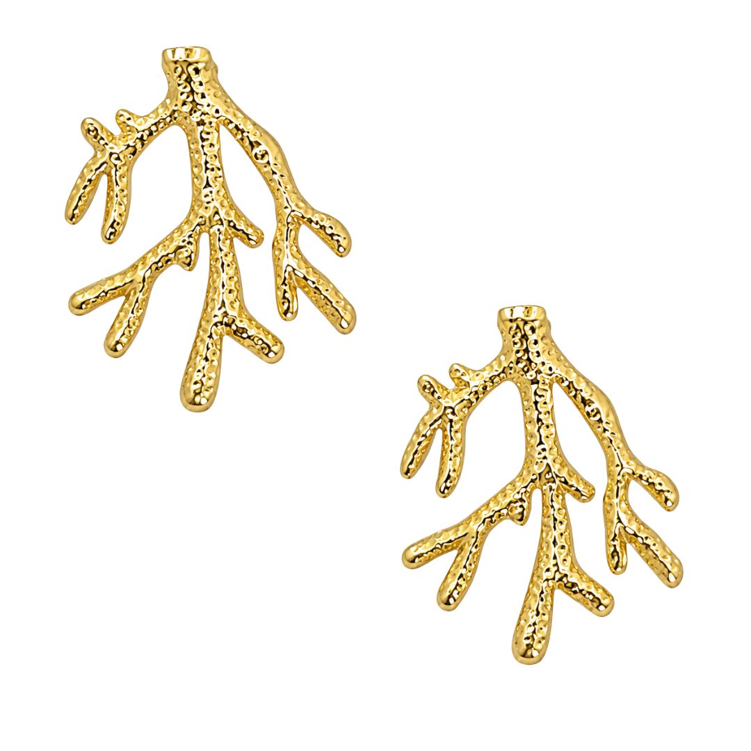 Gold-tone coral-branch earrings