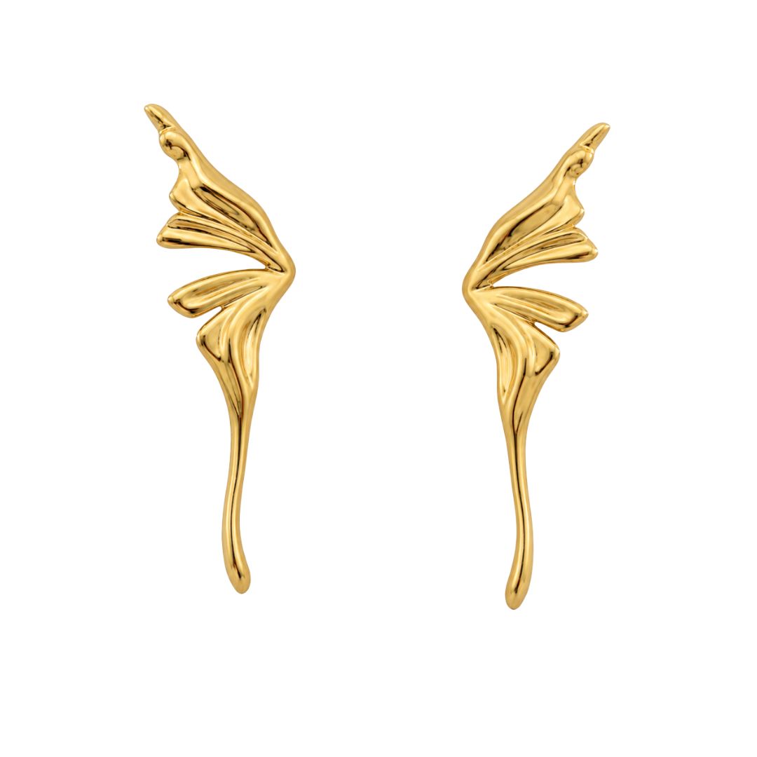 Abstract gold-tone wing earrings