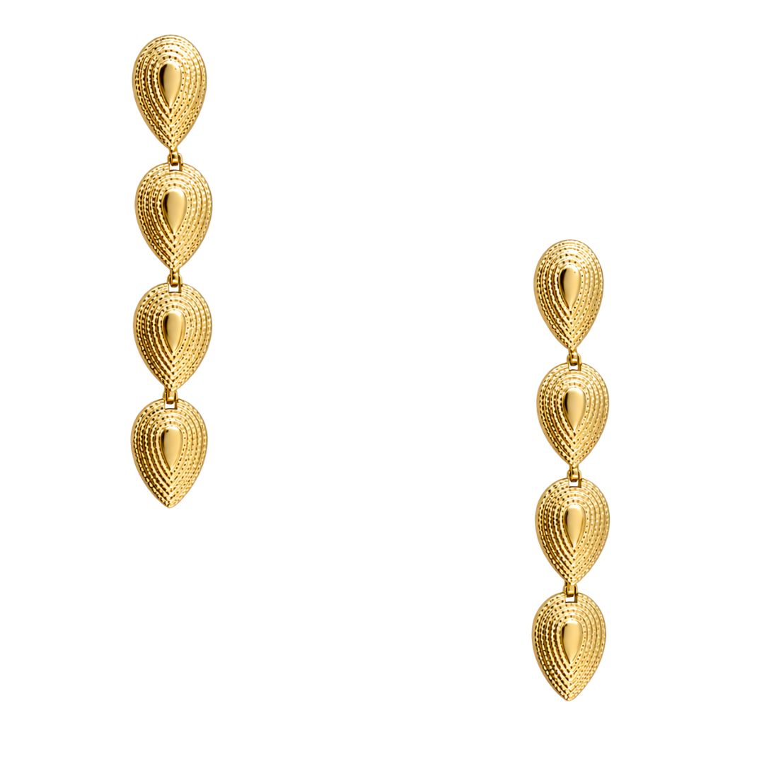 Gold teardrop dangling earrings