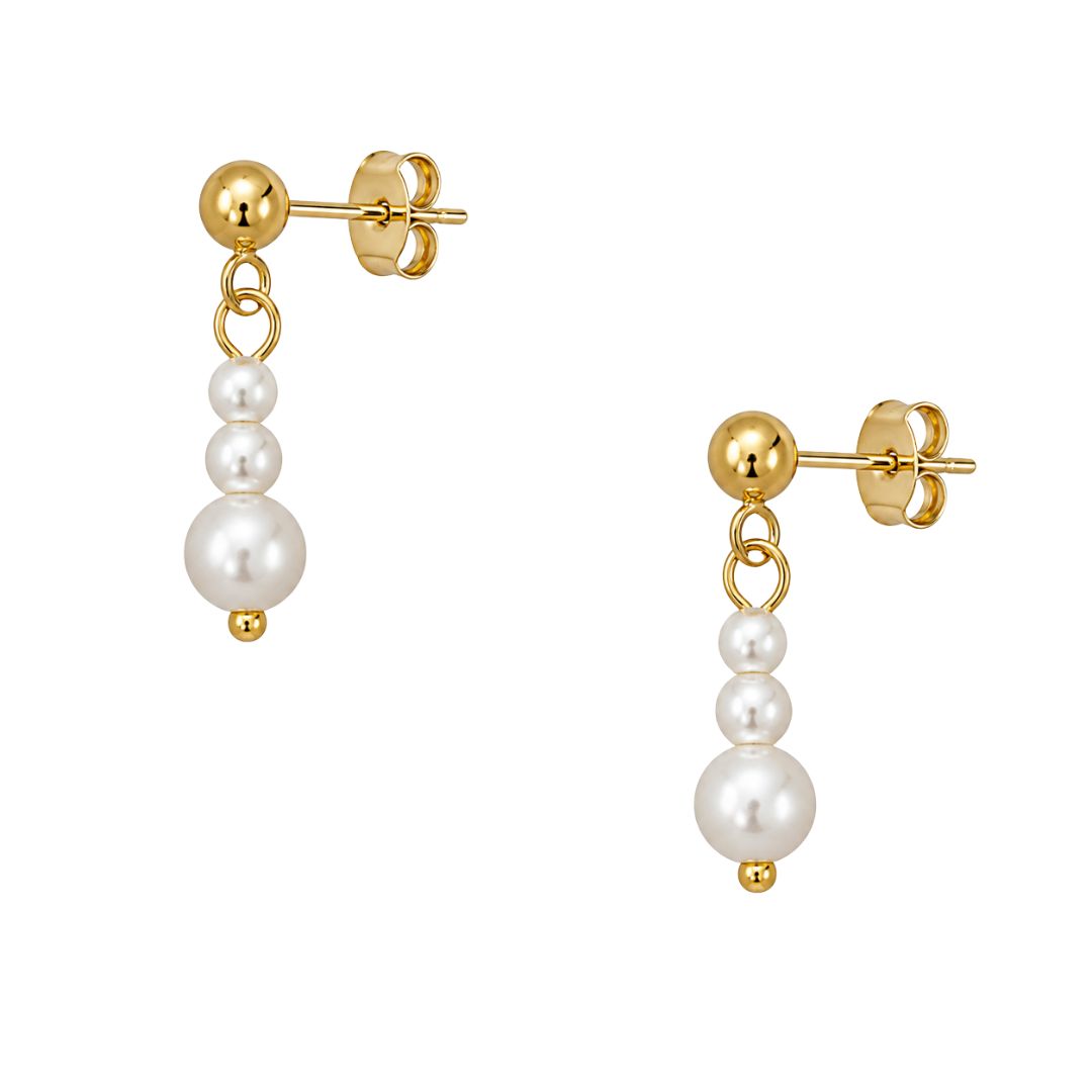 Gold and pearl drop earrings