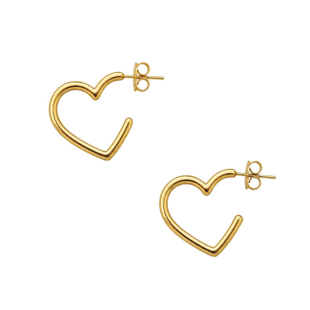 Gold heart hoop earrings