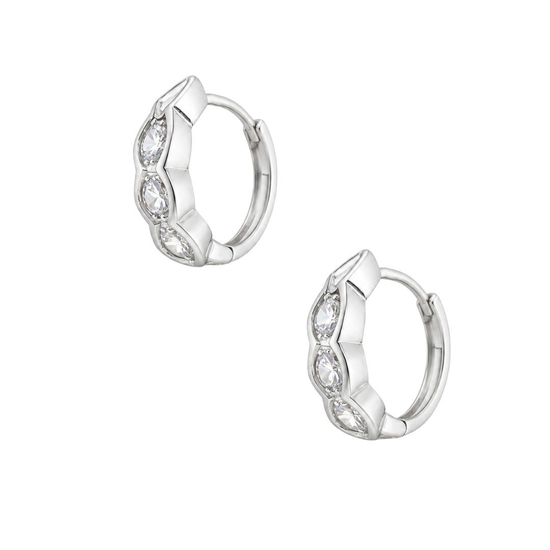 Silver hoop earrings with crystal accents