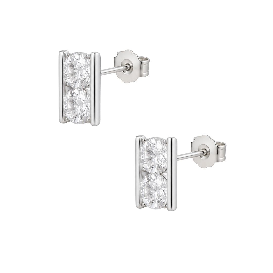 Minimalist silver stud earrings with gemstones
