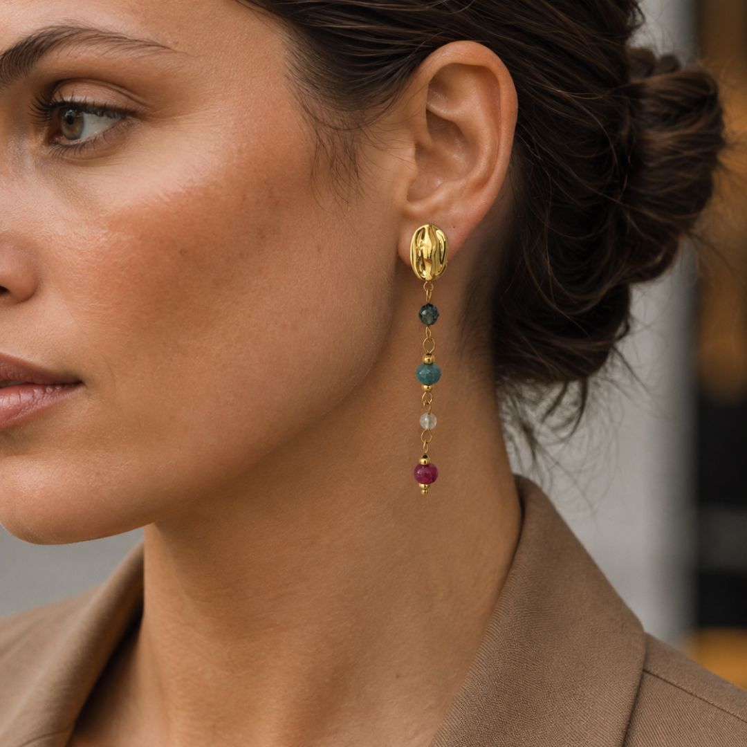 Pendientes Giselle Piedras Naturales Hechos A Mano